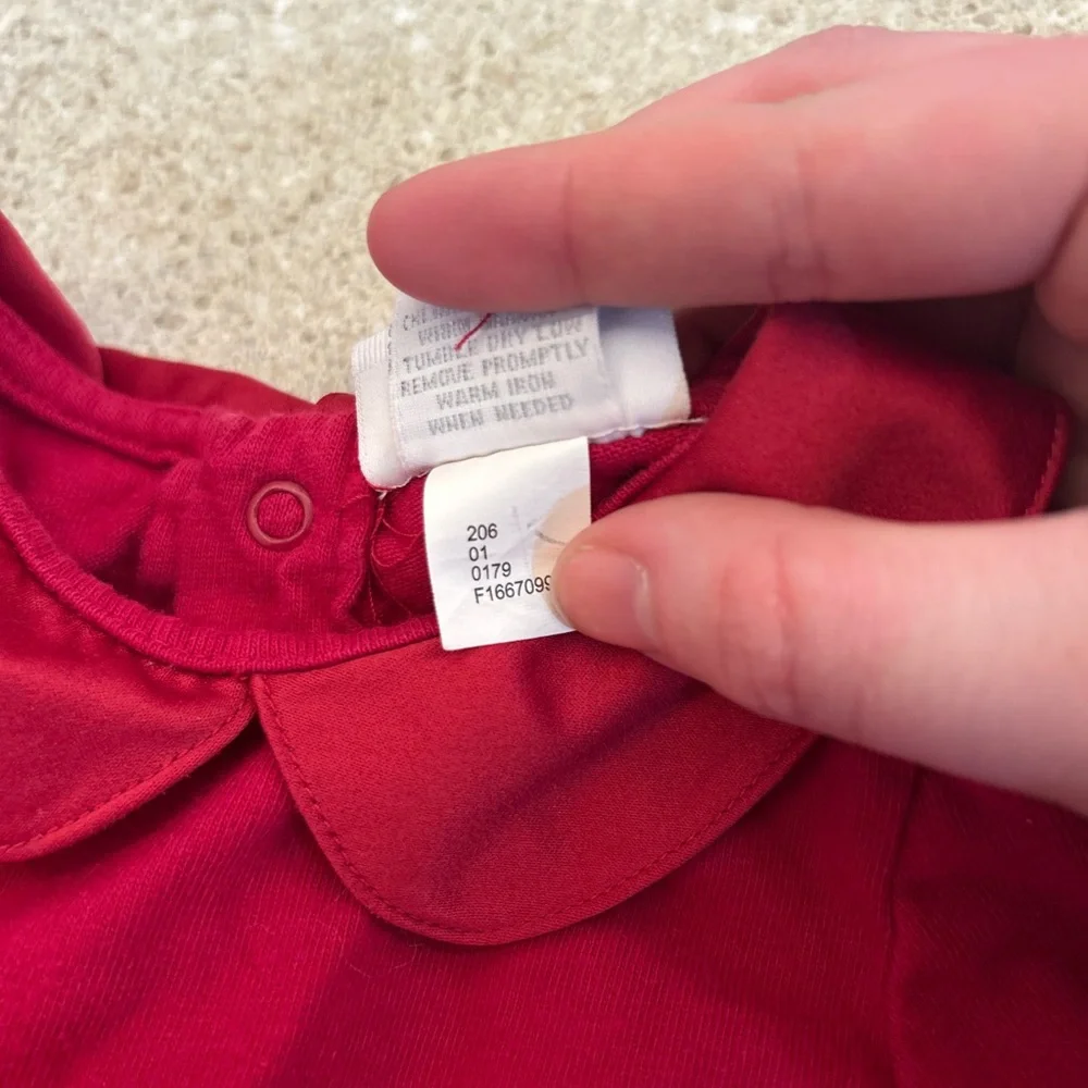 Lullaby Club Red Peter Pan Collared Onesie Baby‎ Size 3 Months